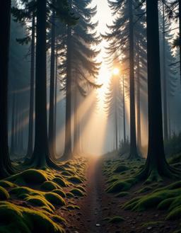 2113-A mystical forest at dawn, tall pine tre-FluxFinesseV2NF4DevHyper6stepsBaked-695873309.png